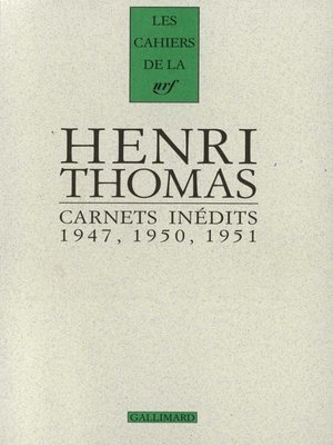 cover image of Carnets inédits (1947, 1950, 1951) suivi de Pages 1934-1948